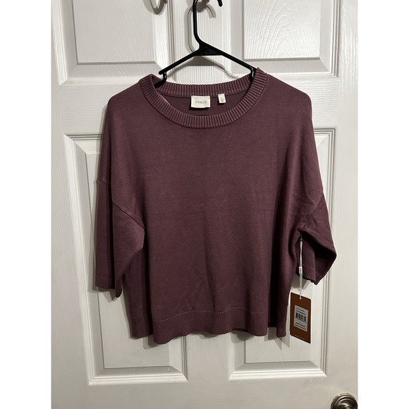 Cyrus Sweaters - NWT Cyrus sweater L scoop neck 3/4 sleeves knit rayon purple pull over cozy